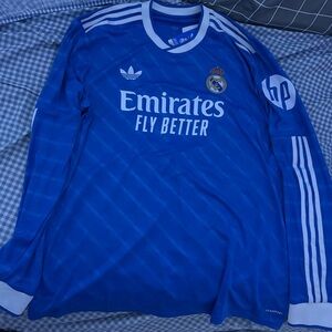 Real Madrid Jersey Mens XL Blue La Liga Soccer Adidas Long Sleeve